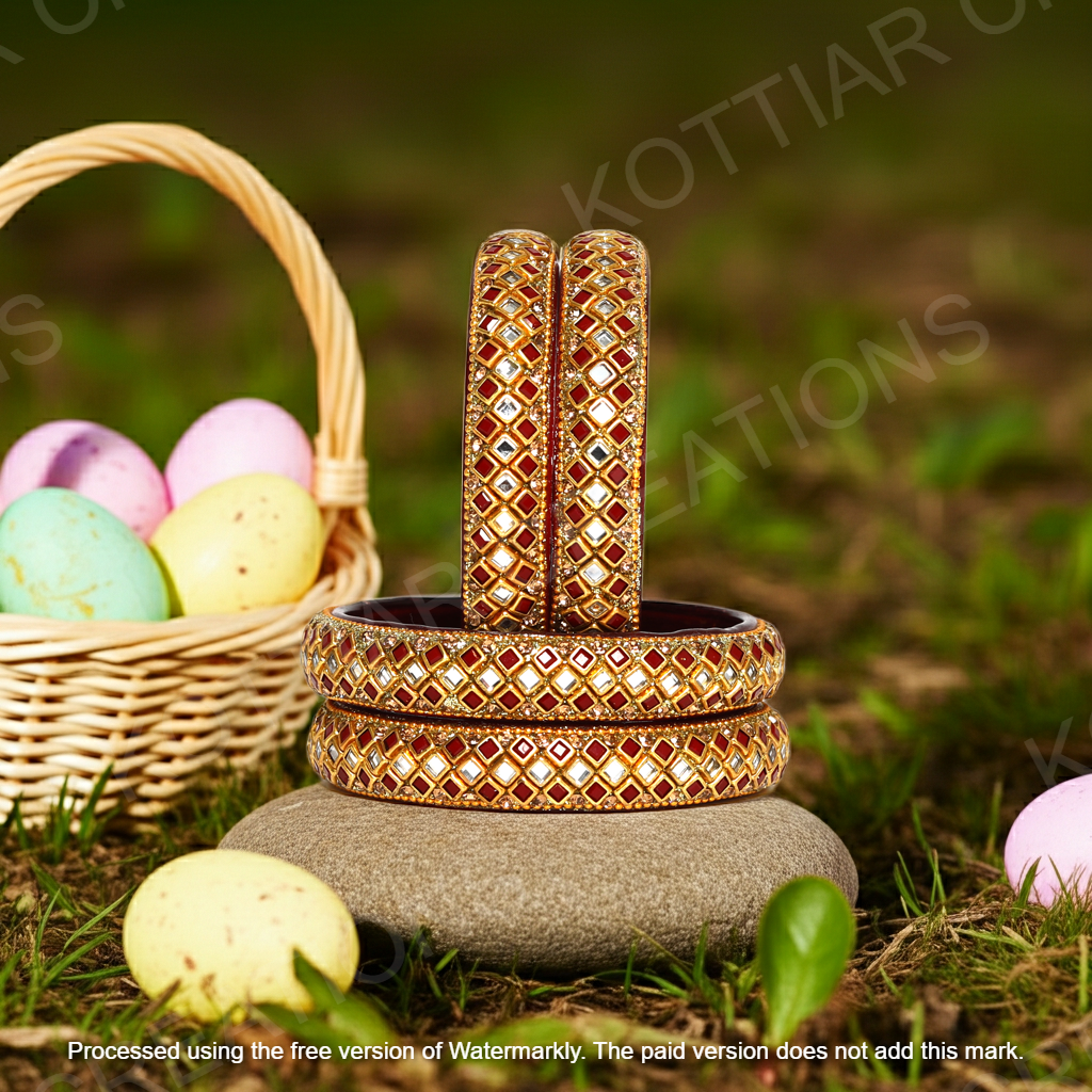 KOTTIAR CREATIONS ALL EYES ON YOUR HANDS Glass Kada Bangles Set of 4 – Stylish & Durable – Perfect for Women’s Ethnic Outfits