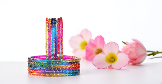 KOTTIAR CREATIONS® Plain and Glossy Finished Raindrop Glass Bangle Set For Women and Girls - Pack of 12