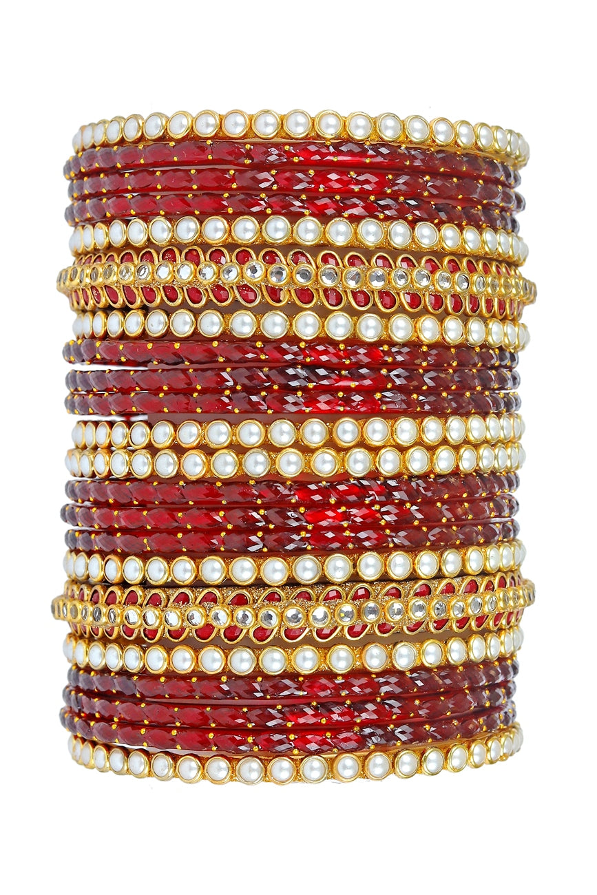 KOTTIAR CREATIONS ALL EYES ON YOUR HANDS Premium Glass Bangles Set with Diamond Stone, Beads For Women & Girls | Glass Bangles | Pack of 22