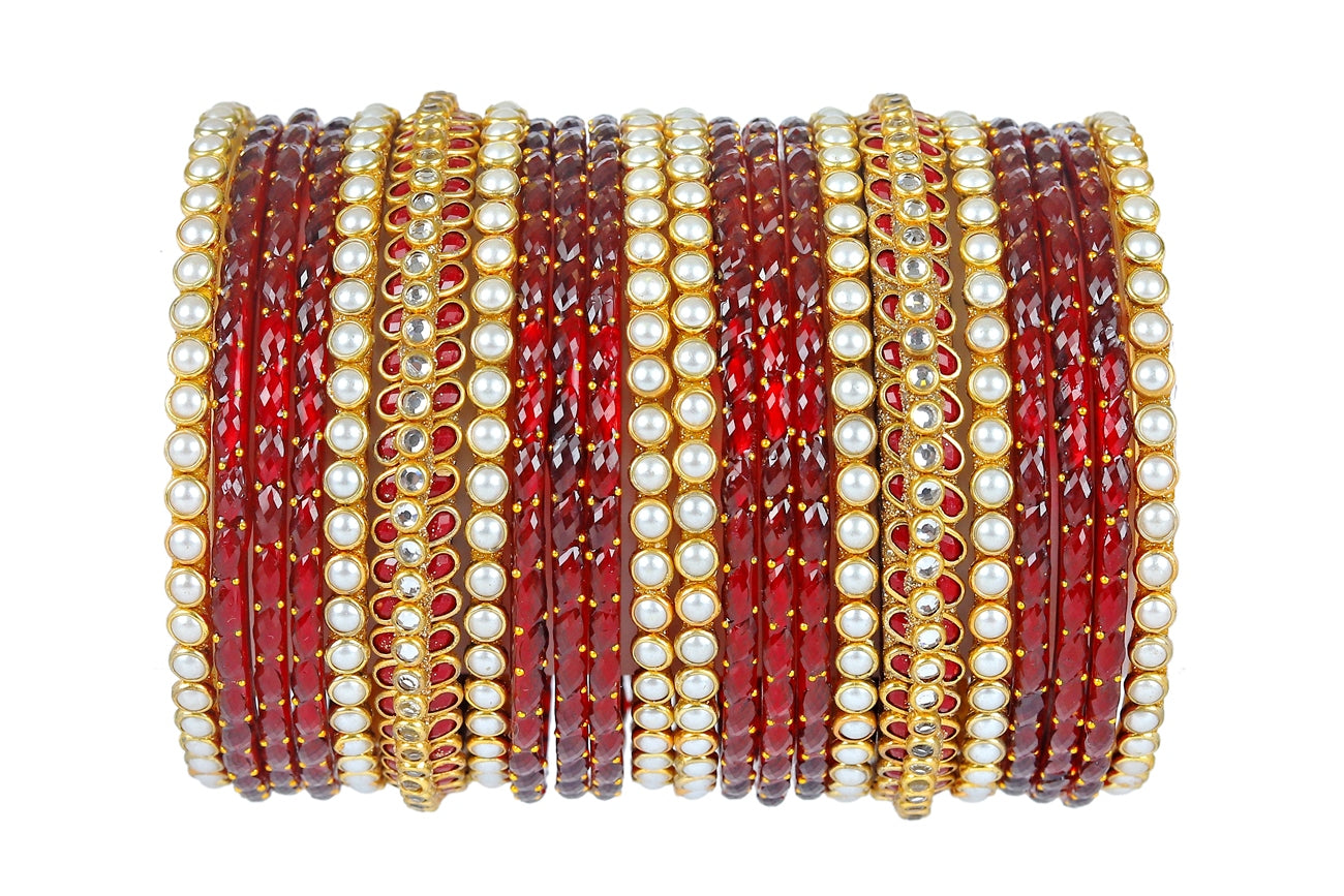 KOTTIAR CREATIONS ALL EYES ON YOUR HANDS Premium Glass Bangles Set with Diamond Stone, Beads For Women & Girls | Glass Bangles | Pack of 22