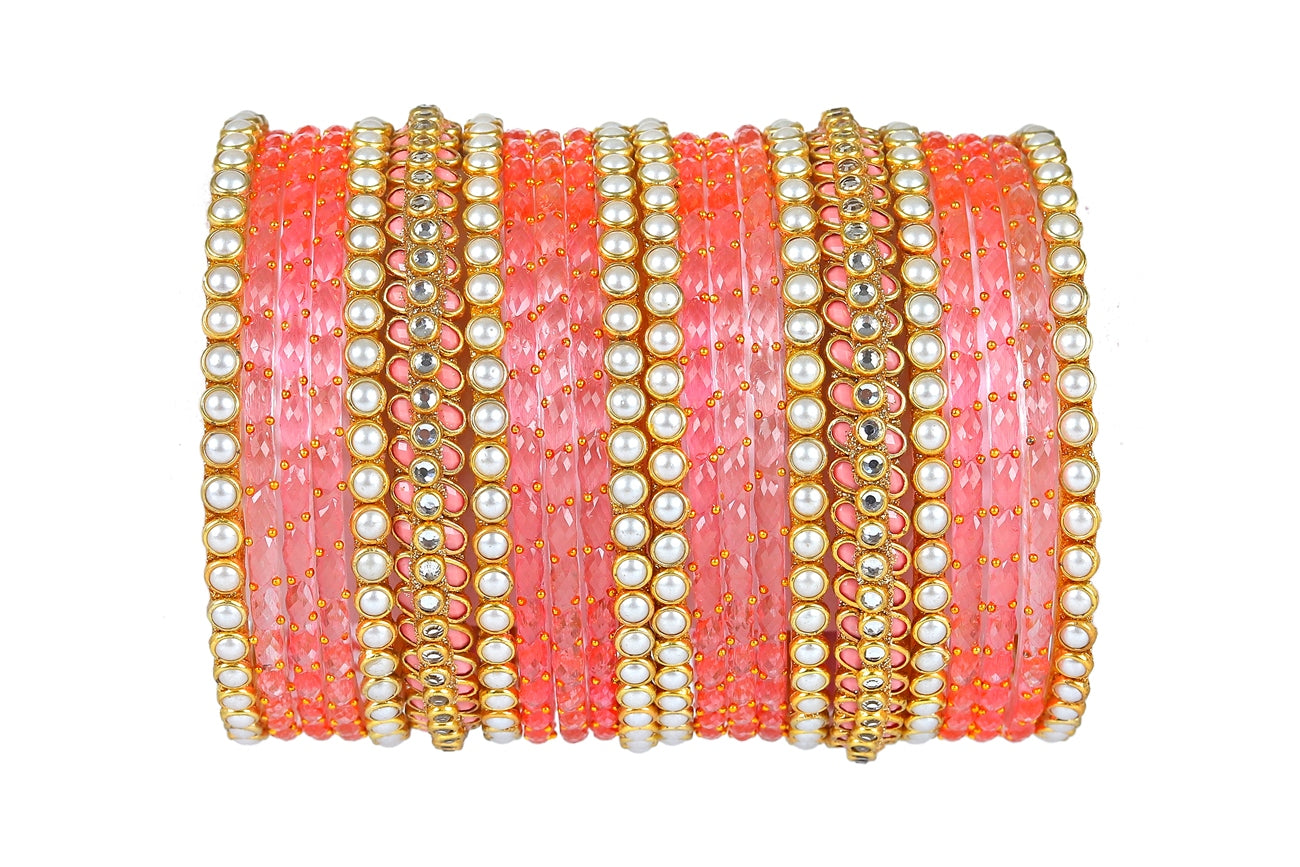KOTTIAR CREATIONS ALL EYES ON YOUR HANDS Premium Glass Bangles Set with Diamond Stone, Beads For Women & Girls | Glass Bangles | Pack of 22