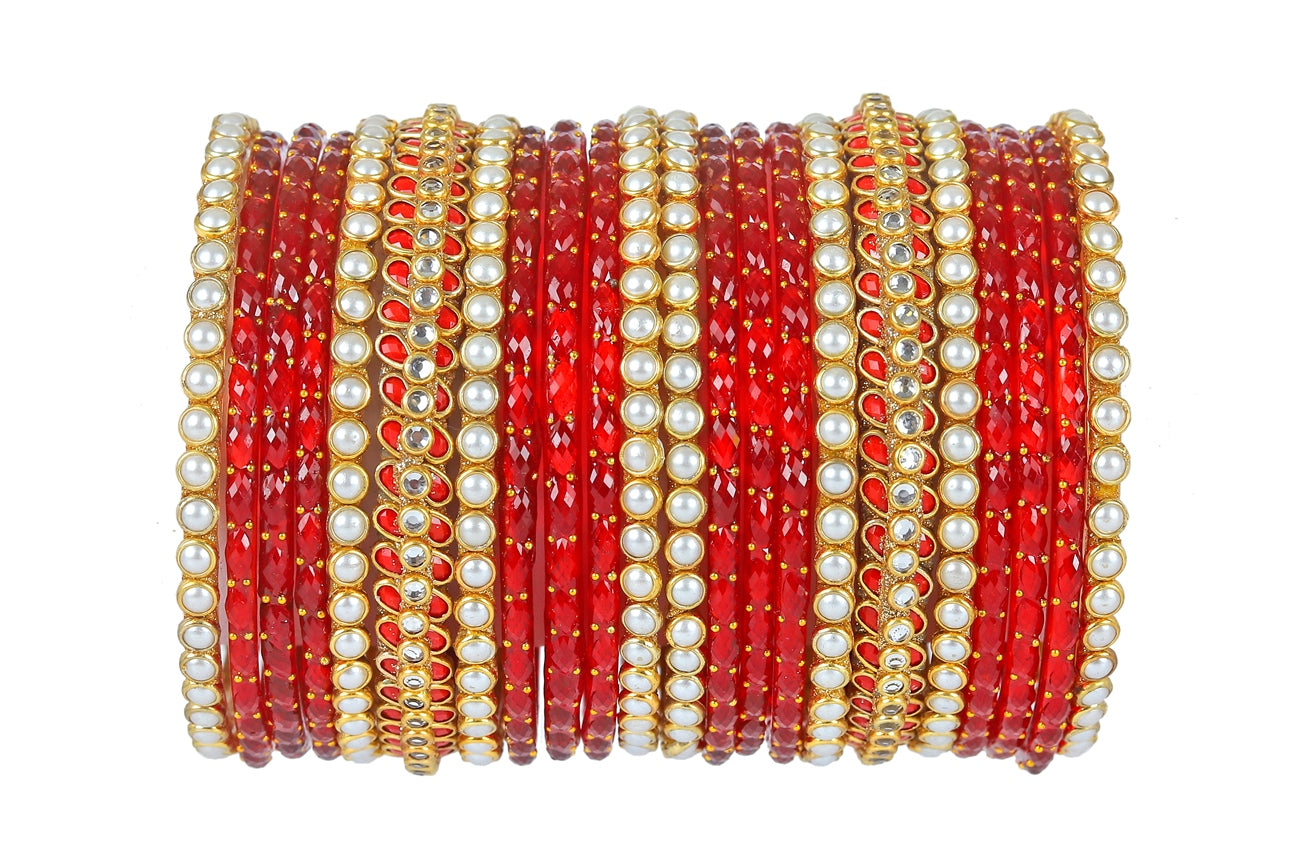 KOTTIAR CREATIONS ALL EYES ON YOUR HANDS Premium Glass Bangles Set with Diamond Stone, Beads For Women & Girls | Glass Bangles | Pack of 22