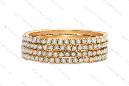 KOTTIAR CREATIONS ALL EYES ON YOUR HANDS Golden Zircon Gem Stone & Beads Studded Glass Kada Set For Women & Girls | Chudi Set | Brass Bangles For Women - Pack of 8