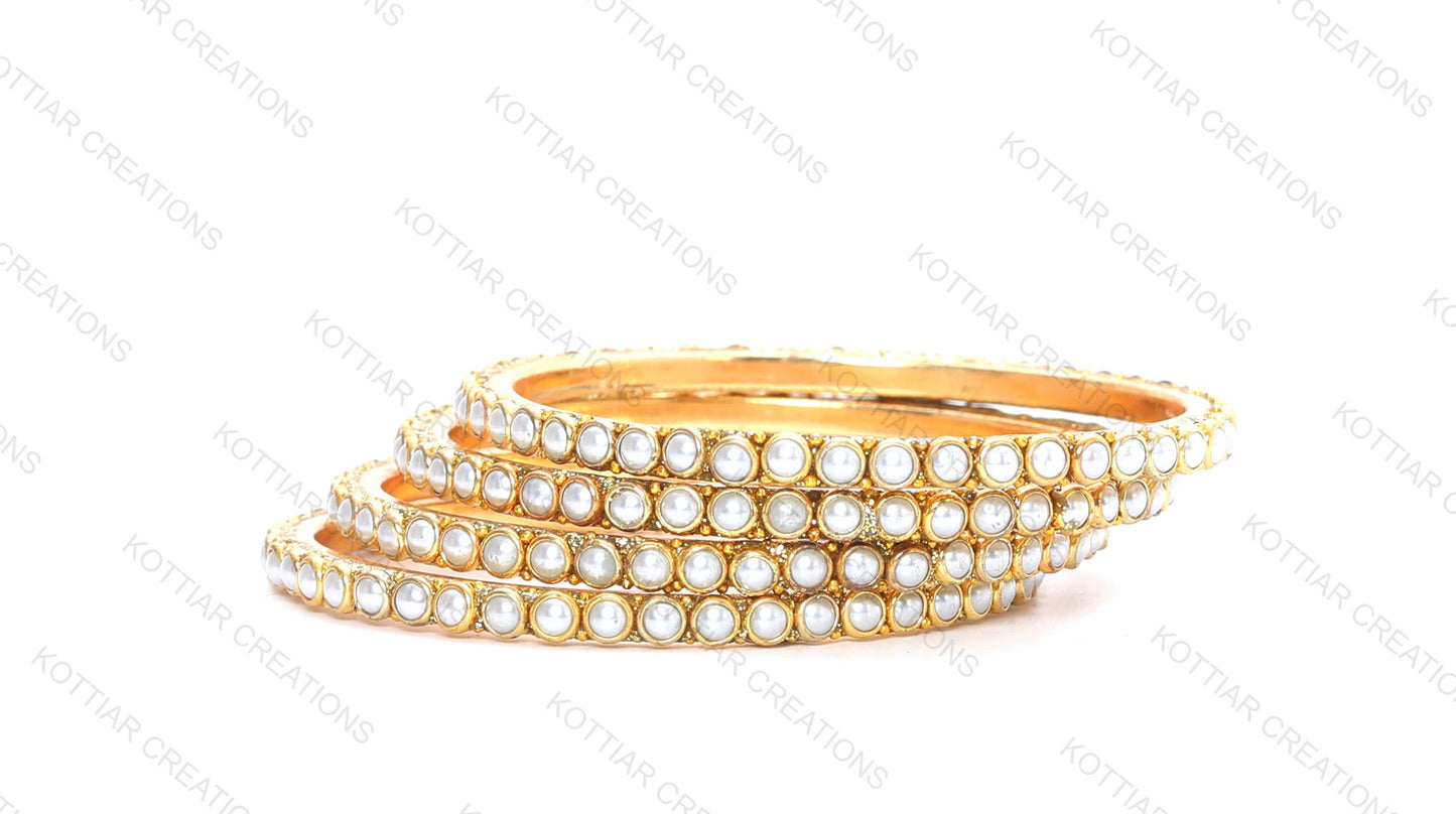 KOTTIAR CREATIONS ALL EYES ON YOUR HANDS Golden Zircon Gem Stone & Beads Studded Glass Kada Set For Women & Girls | Chudi Set | Brass Bangles For Women - Pack of 8