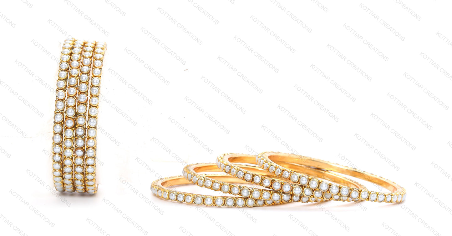 KOTTIAR CREATIONS ALL EYES ON YOUR HANDS Golden Zircon Gem Stone & Beads Studded Glass Kada Set For Women & Girls | Chudi Set | Brass Bangles For Women - Pack of 8