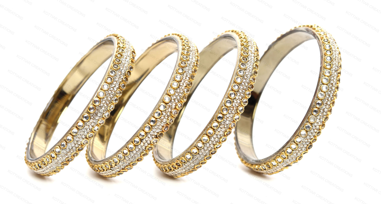 KOTTIAR CREATIONS Glass Bangles Set Pack of 4 - Handcrafted Traditional Indian Churi | Gold Jewelry for Women | Ethnic Festival Wear | Durable & Lightweight