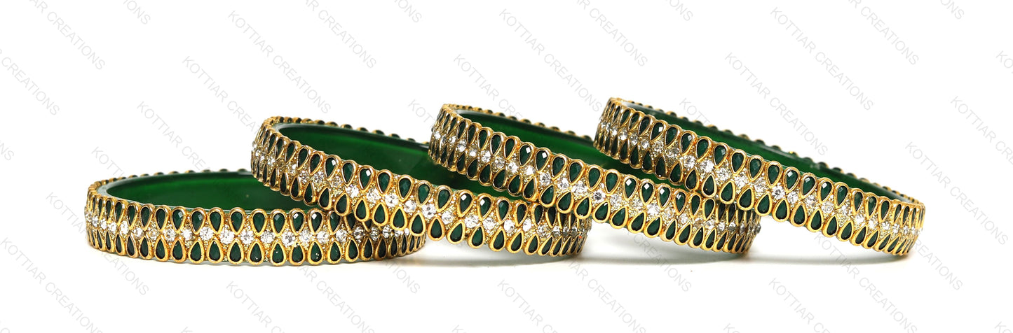 KOTTIAR CREATIONS Glass Bangles Set for Women - Pack of 4 | Handcrafted Traditional Jewelry | Colorful Ethnic Indian Bangle Bracelet | Ideal for Weddings, Festivals, & Gifts