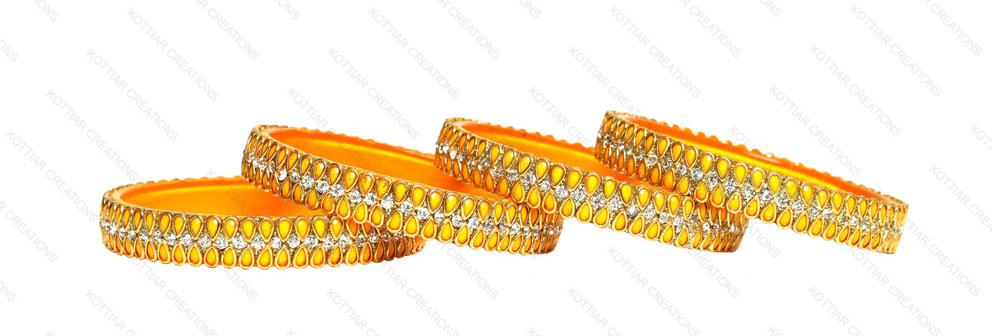 KOTTIAR CREATIONS Glass Bangles Set for Women - Pack of 4 | Handcrafted Traditional Jewelry | Colorful Ethnic Indian Bangle Bracelet | Ideal for Weddings, Festivals, & Gifts