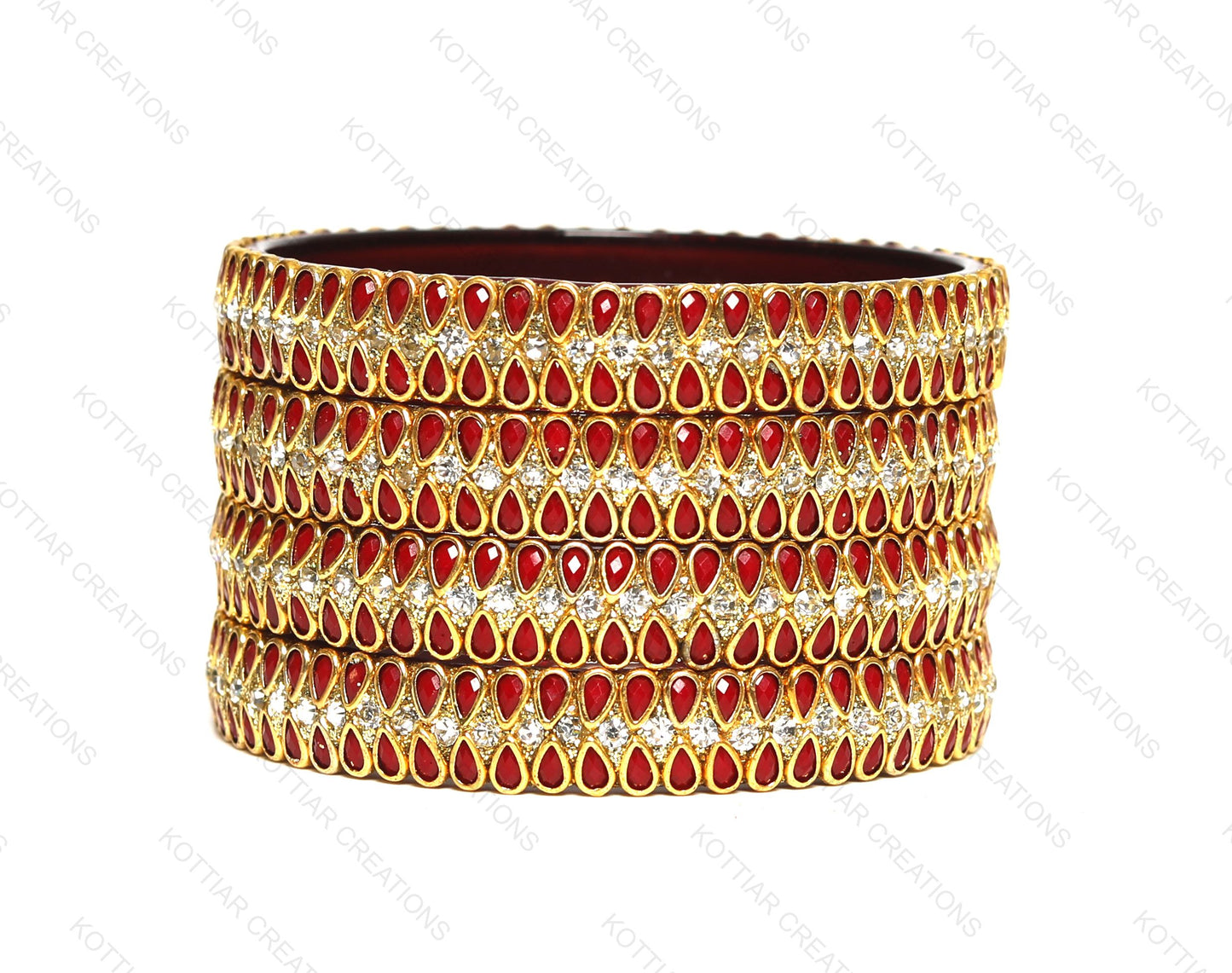 KOTTIAR CREATIONS Glass Bangles Set for Women - Pack of 4 | Handcrafted Traditional Jewelry | Colorful Ethnic Indian Bangle Bracelet | Ideal for Weddings, Festivals, & Gifts