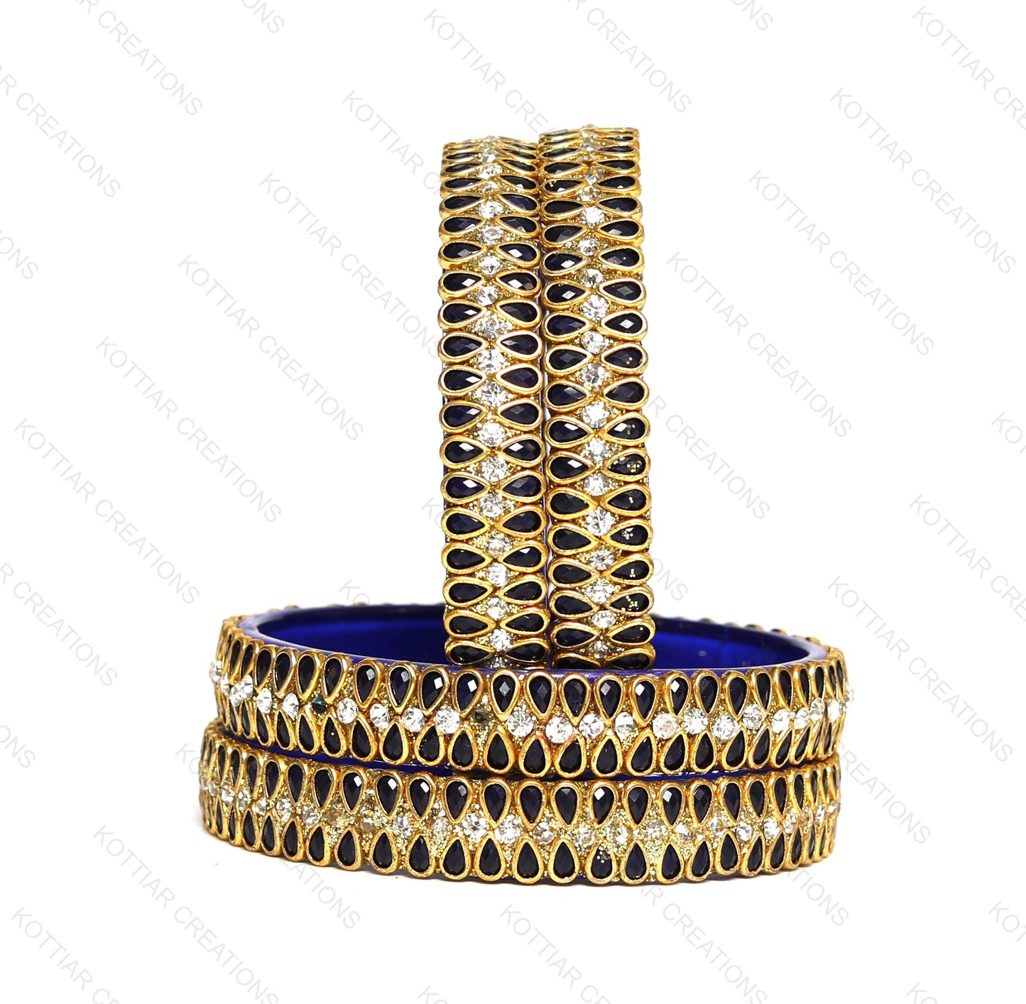 KOTTIAR CREATIONS Glass Bangles Set for Women - Pack of 4 | Handcrafted Traditional Jewelry | Colorful Ethnic Indian Bangle Bracelet | Ideal for Weddings, Festivals, & Gifts