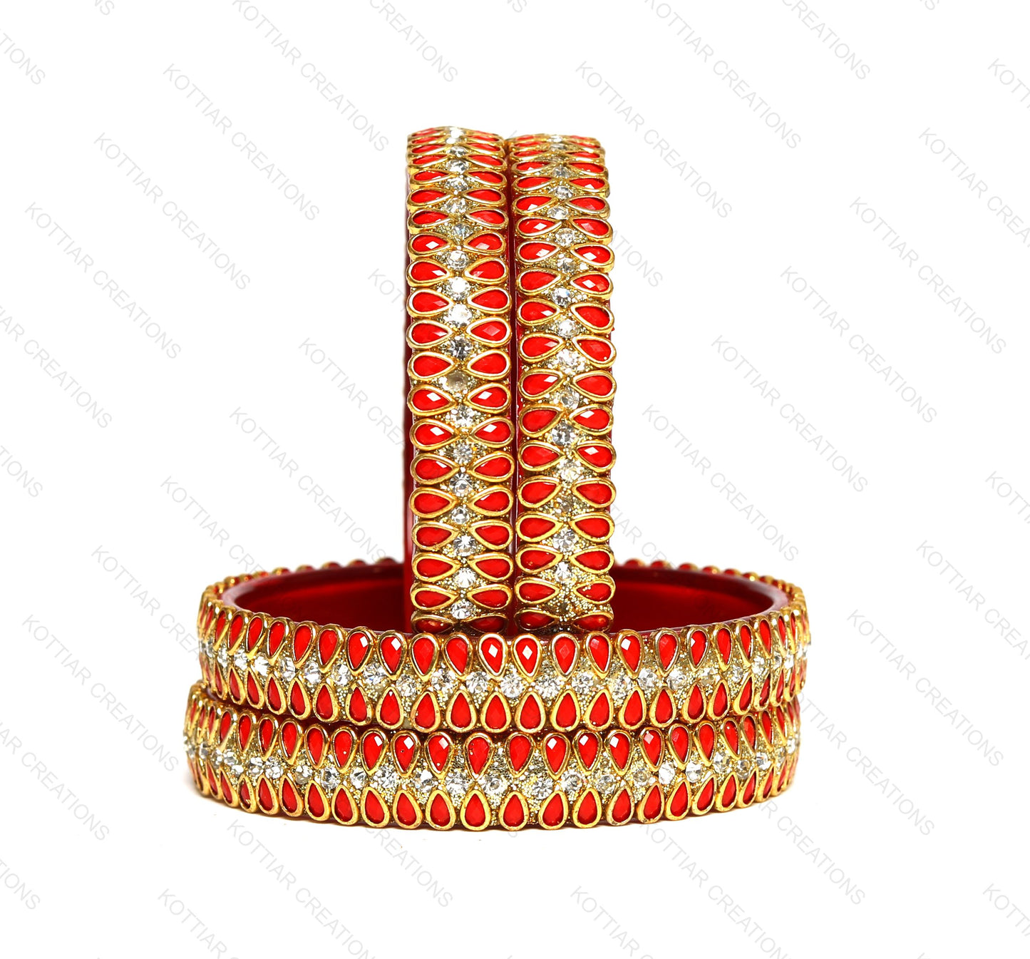 KOTTIAR CREATIONS Glass Bangles Set for Women - Pack of 4 | Handcrafted Traditional Jewelry | Colorful Ethnic Indian Bangle Bracelet | Ideal for Weddings, Festivals, & Gifts