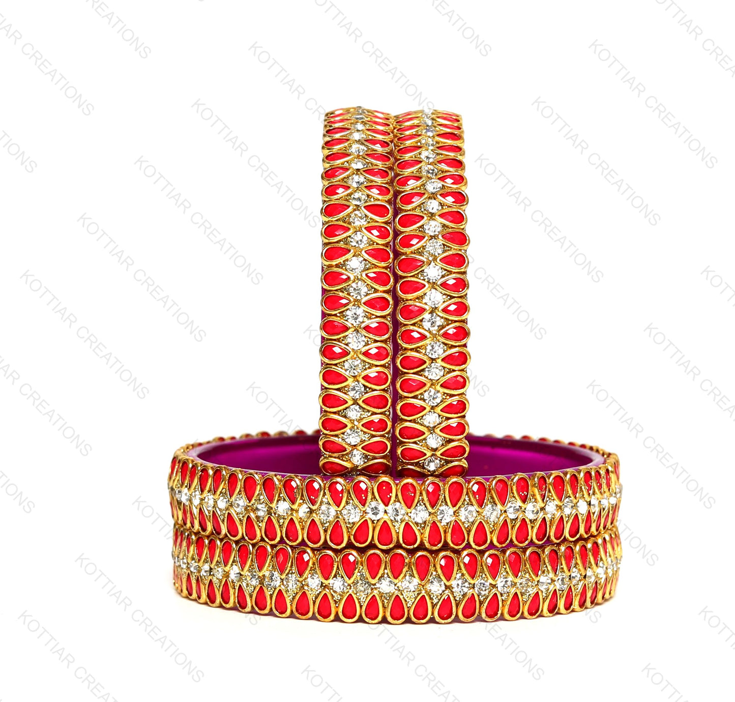 KOTTIAR CREATIONS Glass Bangles Set for Women - Pack of 4 | Handcrafted Traditional Jewelry | Colorful Ethnic Indian Bangle Bracelet | Ideal for Weddings, Festivals, & Gifts