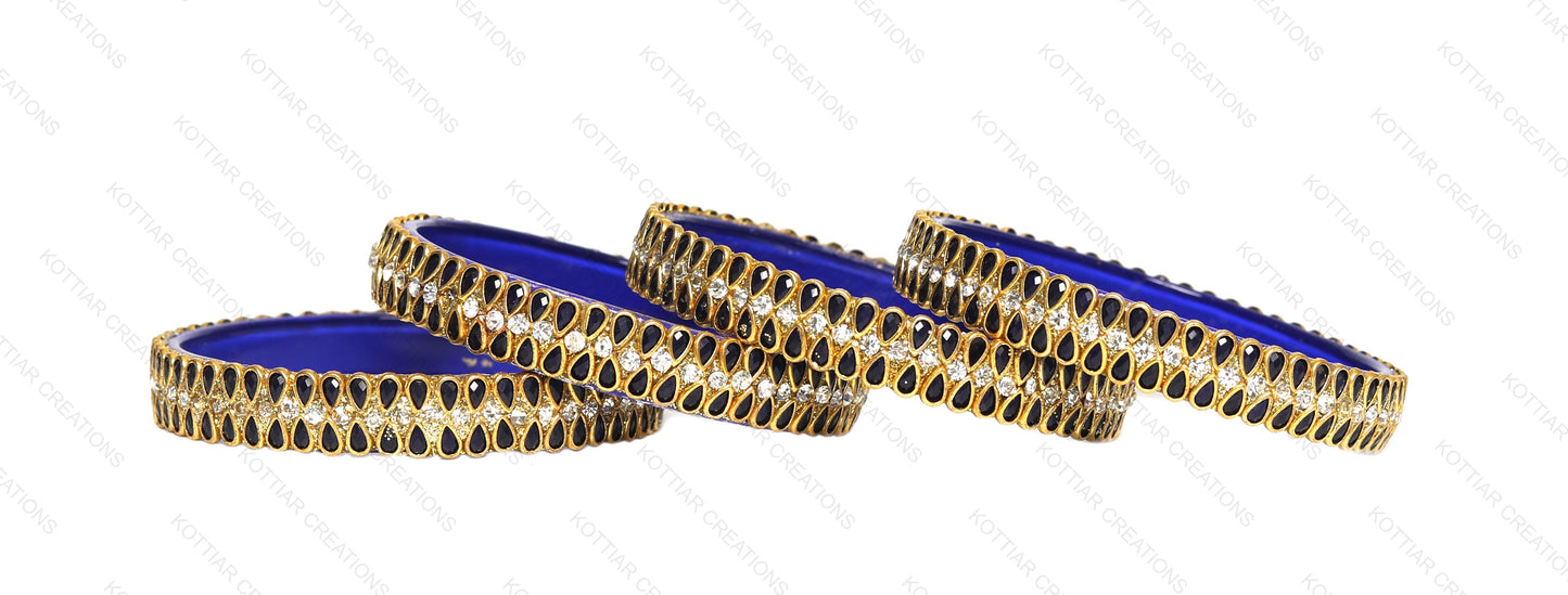 KOTTIAR CREATIONS Glass Bangles Set for Women - Pack of 4 | Handcrafted Traditional Jewelry | Colorful Ethnic Indian Bangle Bracelet | Ideal for Weddings, Festivals, & Gifts