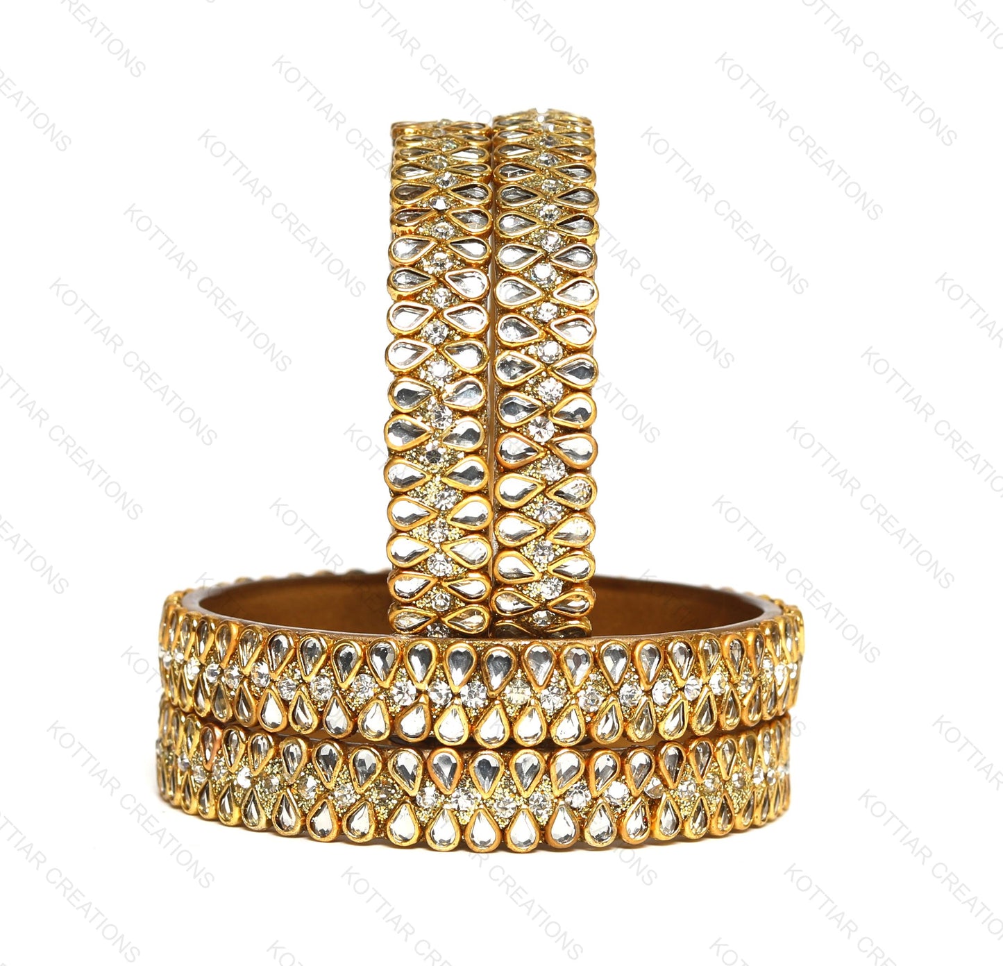 KOTTIAR CREATIONS Glass Bangles Set for Women - Pack of 4 | Handcrafted Traditional Jewelry | Colorful Ethnic Indian Bangle Bracelet | Ideal for Weddings, Festivals, & Gifts