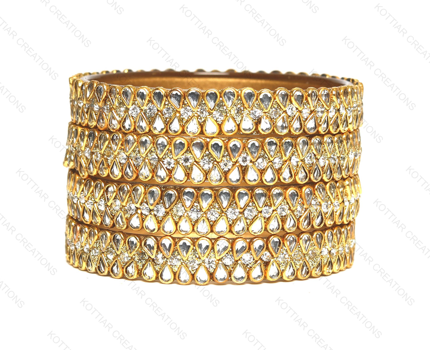 KOTTIAR CREATIONS Glass Bangles Set for Women - Pack of 4 | Handcrafted Traditional Jewelry | Colorful Ethnic Indian Bangle Bracelet | Ideal for Weddings, Festivals, & Gifts