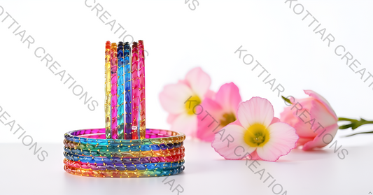 KOTTIAR CREATIONS® Plain and Glossy Finished Raindrop Glass Bangle Set For Women and Girls - Pack of 12