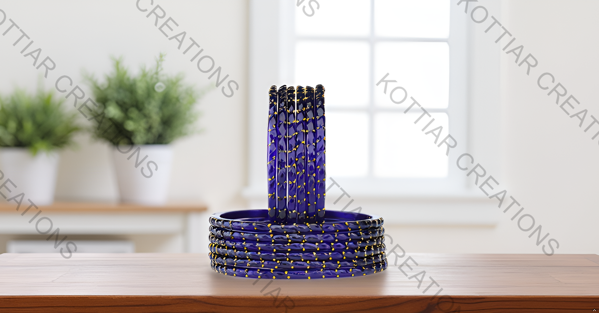 KOTTIAR CREATIONS® Plain and Glossy Finished Raindrop Glass Bangle Set For Women and Girls - Pack of 12