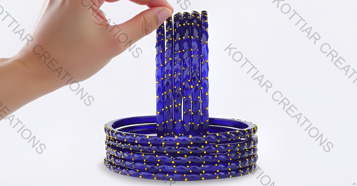 KOTTIAR CREATIONS® Plain and Glossy Finished Raindrop Glass Bangle Set For Women and Girls - Pack of 12