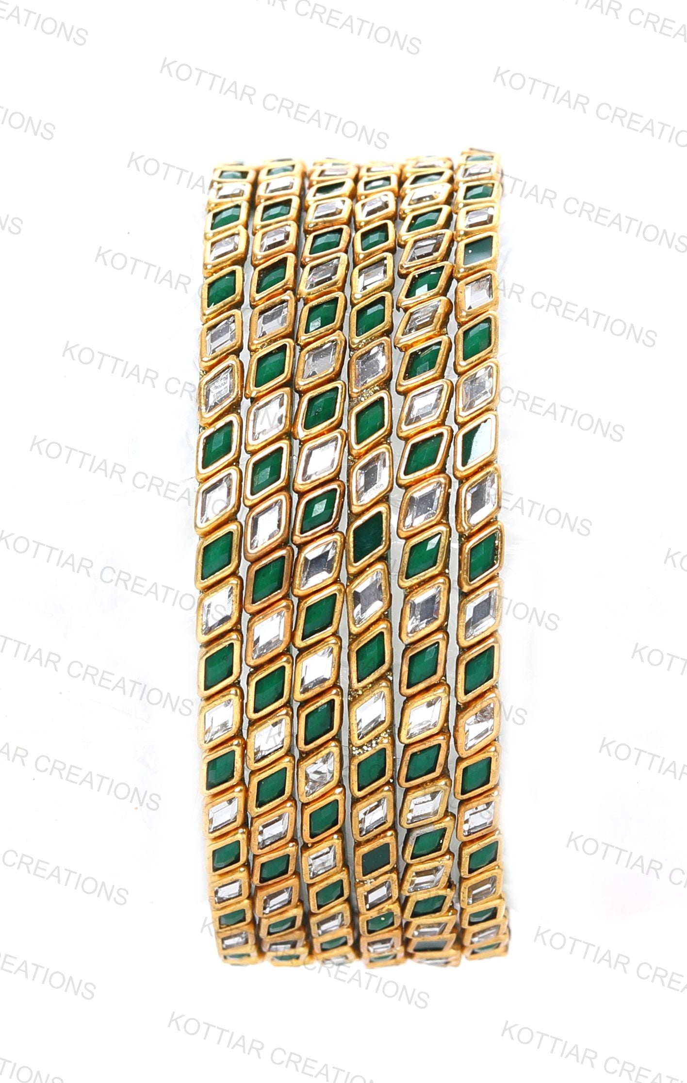 KOTTIAR CREATIONS® Zircon Gemstone Or Beads Studded worked Glossy Finished Glass Bangle Set For Women and Girls- Pack of 12