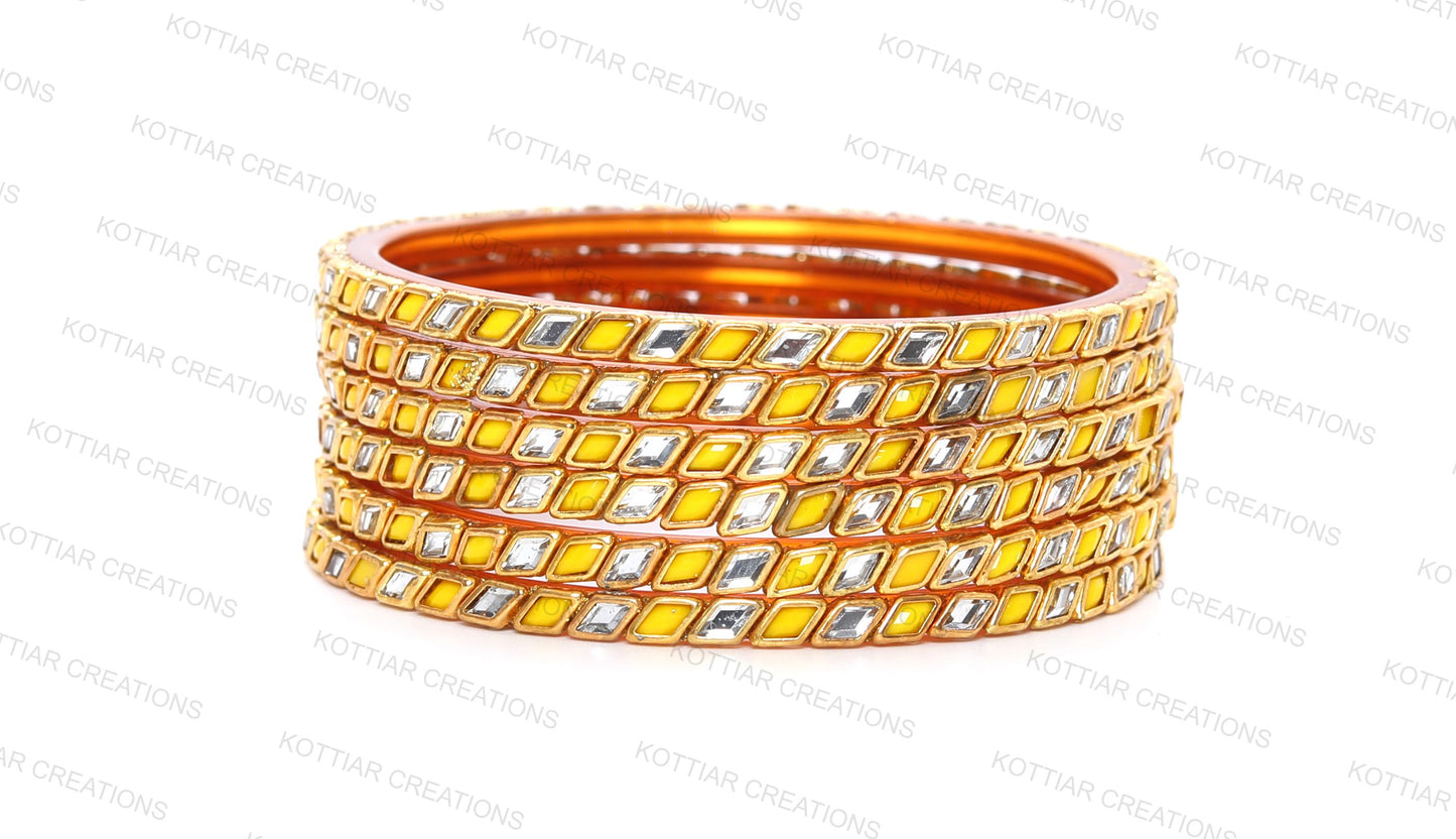 KOTTIAR CREATIONS® Zircon Gemstone Or Beads Studded worked Glossy Finished Glass Bangle Set For Women and Girls- Pack of 12