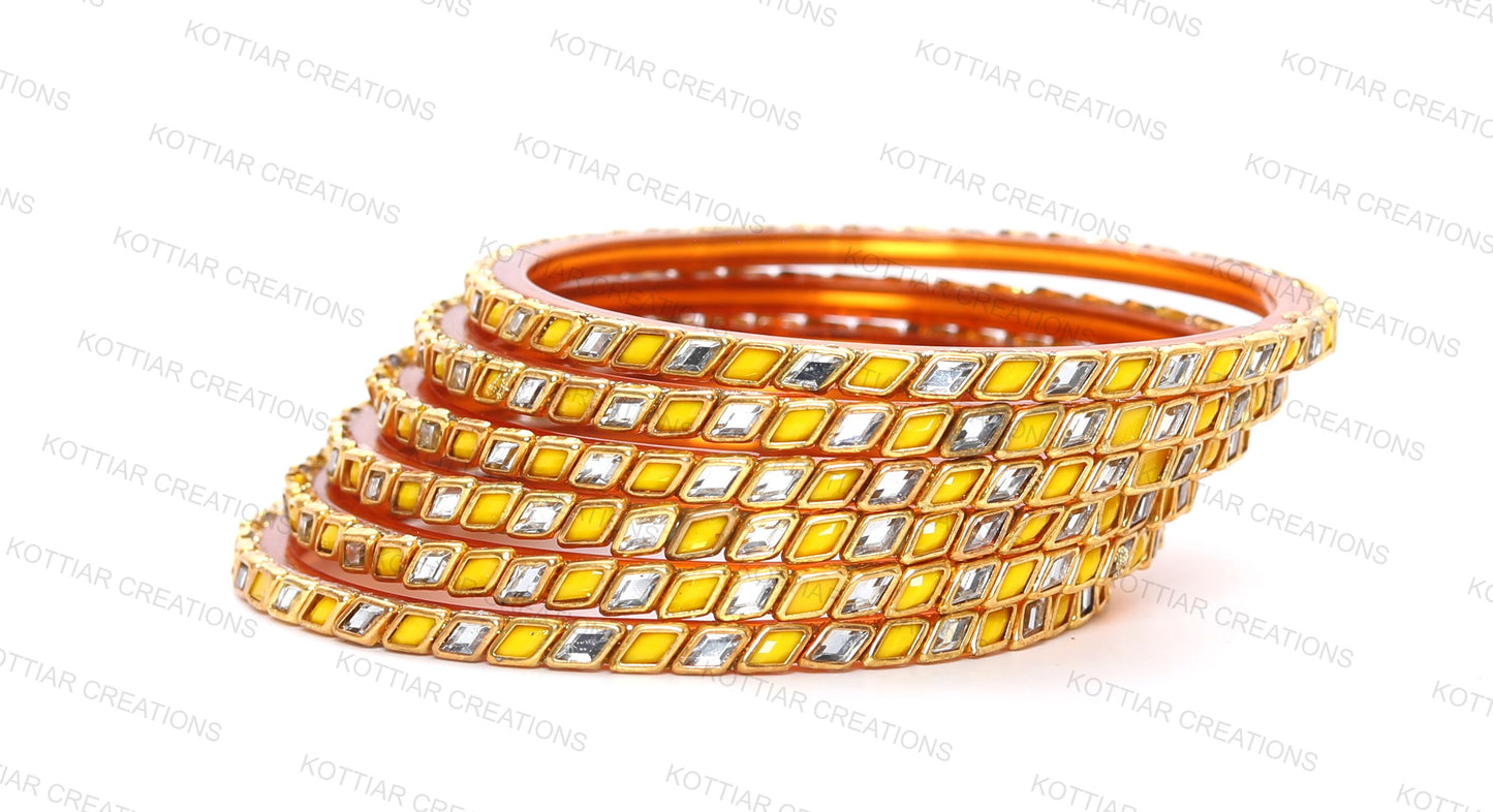 KOTTIAR CREATIONS® Zircon Gemstone Or Beads Studded worked Glossy Finished Glass Bangle Set For Women and Girls- Pack of 12