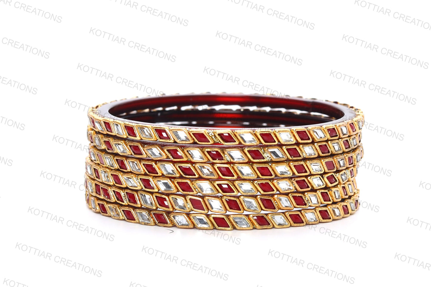 KOTTIAR CREATIONS® Zircon Gemstone Or Beads Studded worked Glossy Finished Glass Bangle Set For Women and Girls- Pack of 12
