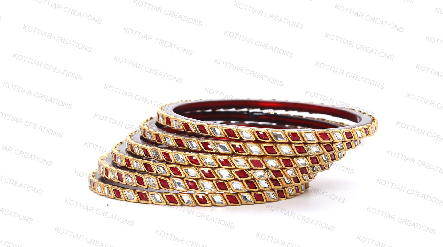 KOTTIAR CREATIONS® Zircon Gemstone Or Beads Studded worked Glossy Finished Glass Bangle Set For Women and Girls- Pack of 12