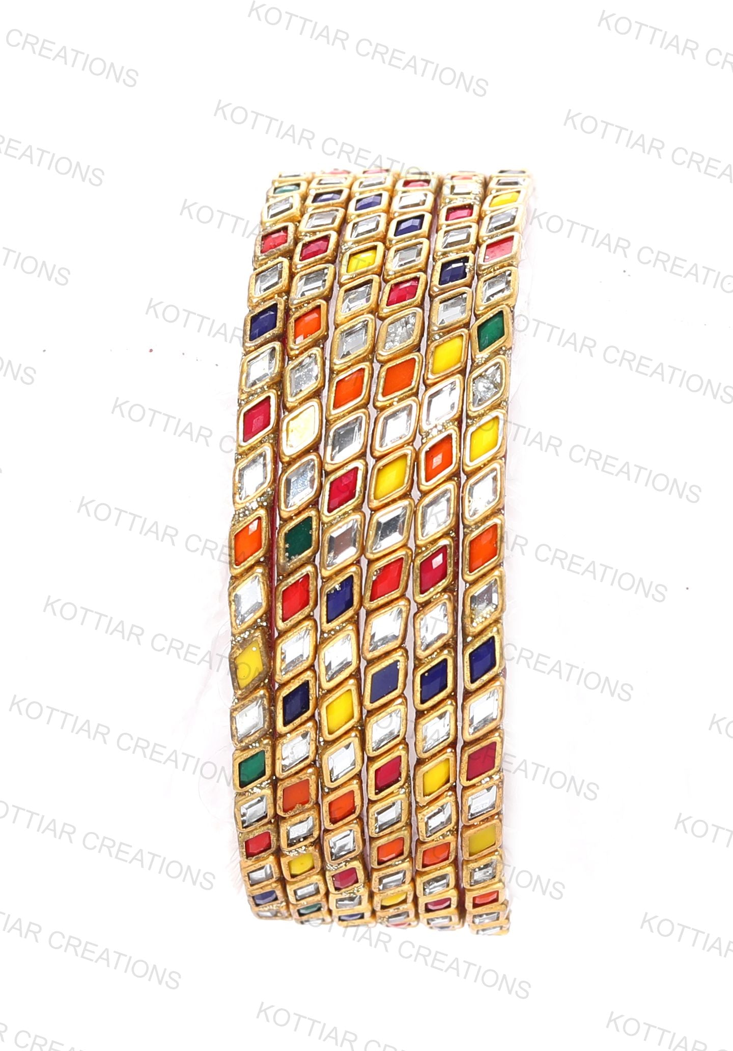 KOTTIAR CREATIONS® Zircon Gemstone Or Beads Studded worked Glossy Finished Glass Bangle Set For Women and Girls- Pack of 12