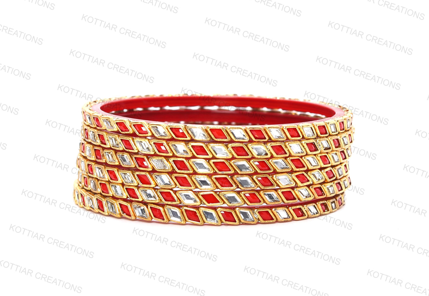 KOTTIAR CREATIONS® Zircon Gemstone Or Beads Studded worked Glossy Finished Glass Bangle Set For Women and Girls- Pack of 12