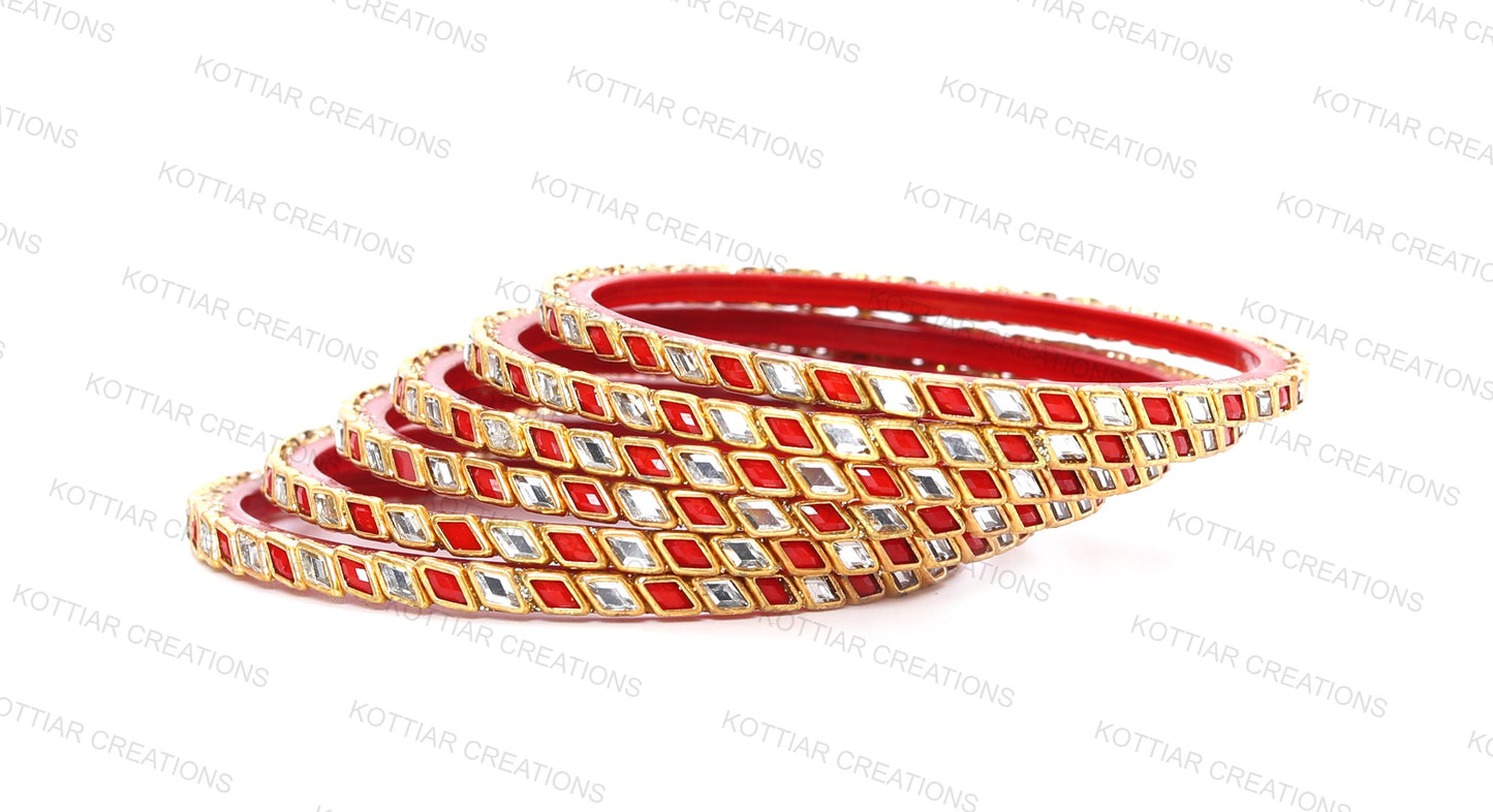KOTTIAR CREATIONS® Zircon Gemstone Or Beads Studded worked Glossy Finished Glass Bangle Set For Women and Girls- Pack of 12