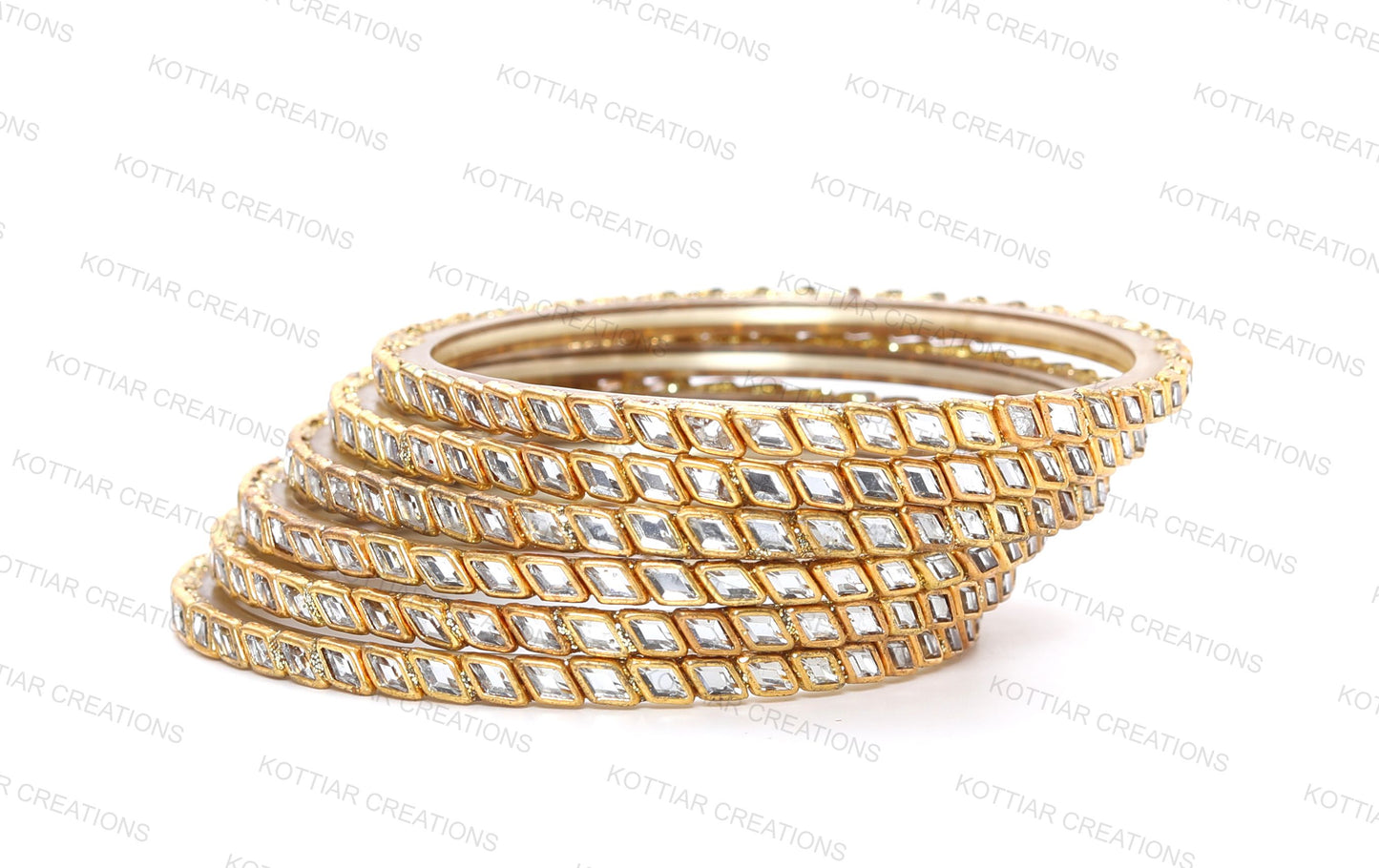 KOTTIAR CREATIONS® Zircon Gemstone Or Beads Studded worked Glossy Finished Glass Bangle Set For Women and Girls- Pack of 12