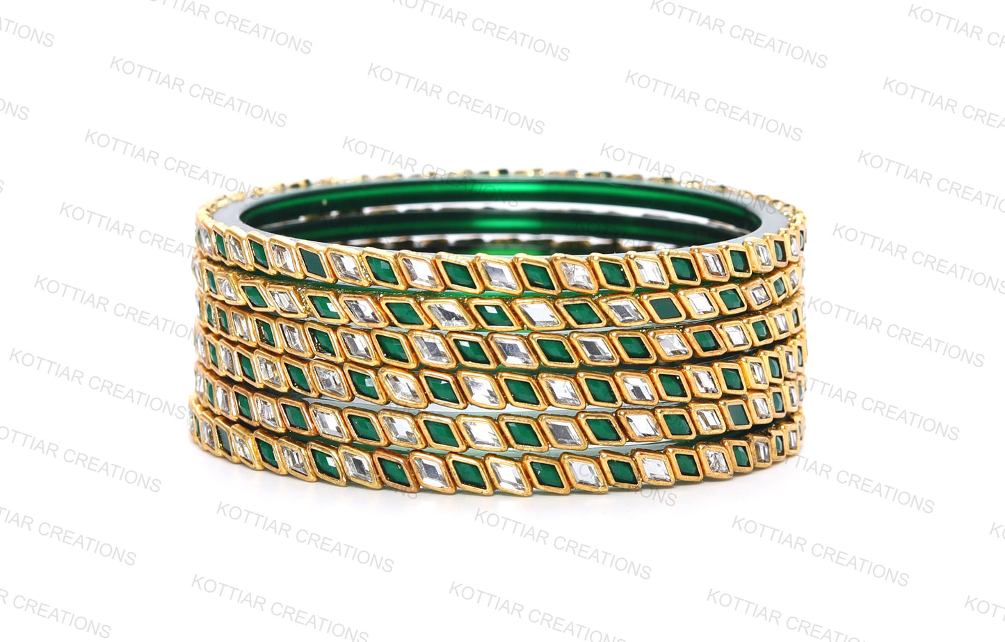 KOTTIAR CREATIONS® Zircon Gemstone Or Beads Studded worked Glossy Finished Glass Bangle Set For Women and Girls- Pack of 12