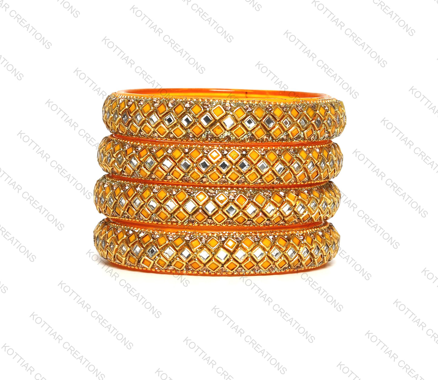 KOTTIAR CREATIONS ALL EYES ON YOUR HANDS Glass Kada Bangles Set of 4 – Stylish & Durable – Perfect for Women’s Ethnic Outfits
