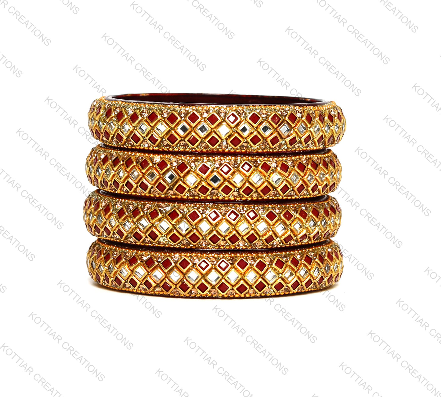 KOTTIAR CREATIONS ALL EYES ON YOUR HANDS Glass Kada Bangles Set of 4 – Stylish & Durable – Perfect for Women’s Ethnic Outfits