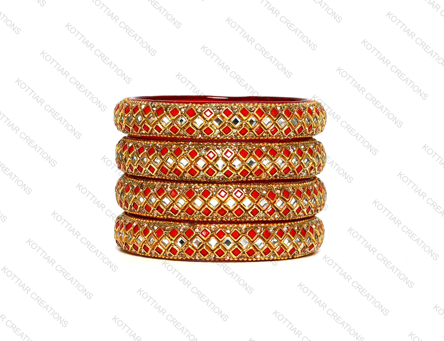 KOTTIAR CREATIONS ALL EYES ON YOUR HANDS Glass Kada Bangles Set of 4 – Stylish & Durable – Perfect for Women’s Ethnic Outfits