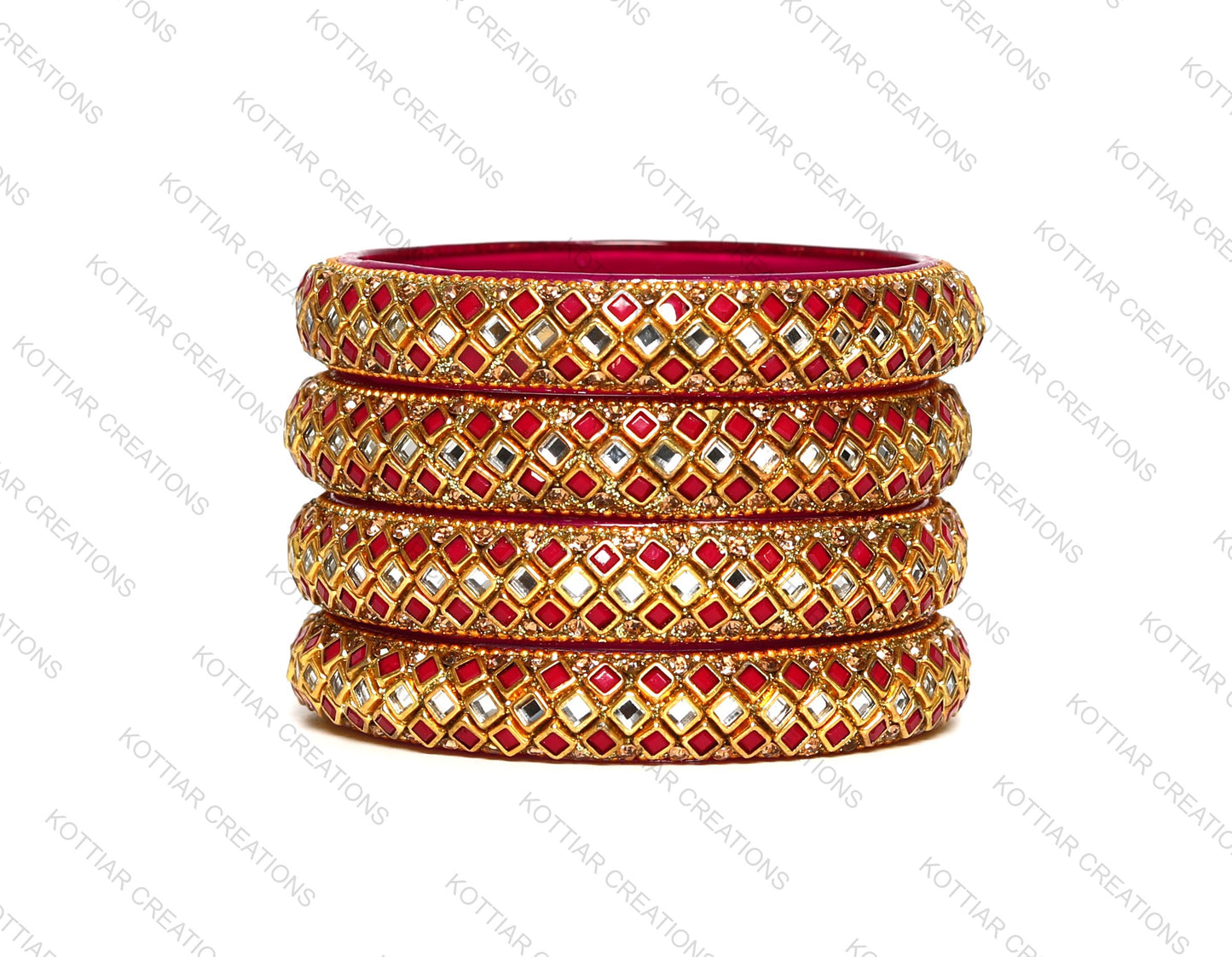 KOTTIAR CREATIONS ALL EYES ON YOUR HANDS Glass Kada Bangles Set of 4 – Stylish & Durable – Perfect for Women’s Ethnic Outfits