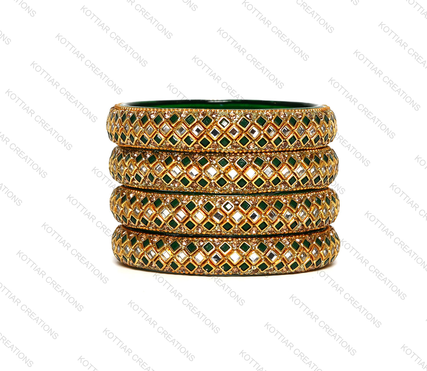 KOTTIAR CREATIONS ALL EYES ON YOUR HANDS Glass Kada Bangles Set of 4 – Stylish & Durable – Perfect for Women’s Ethnic Outfits