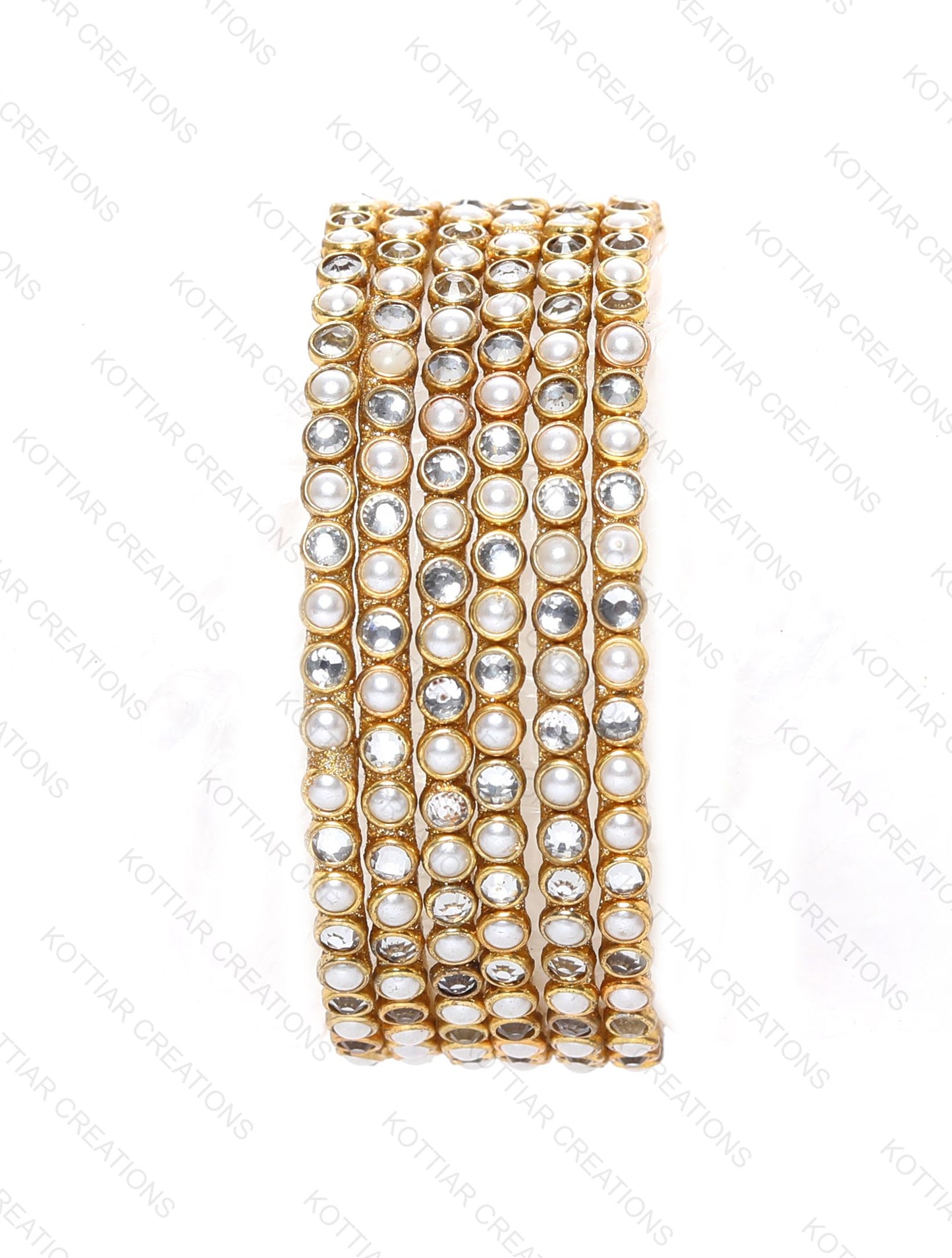 KOTTIAR CREATIONS ALL EYES ON YOUR HANDS Kundan Glass Bangle Set for Women and Girls (pack of 12)