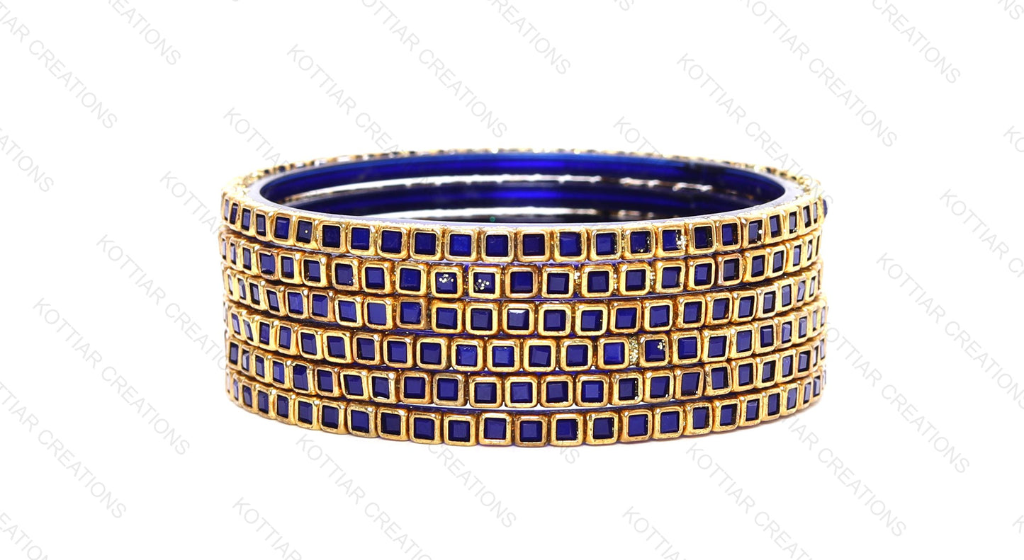 KOTTIAR CREATIONS ALL EYES ON YOUR HANDS Kundan Glass Bangle Set for Women – Perfect for Weddings, Festivals & Everyday Fashion (Pack of 12)