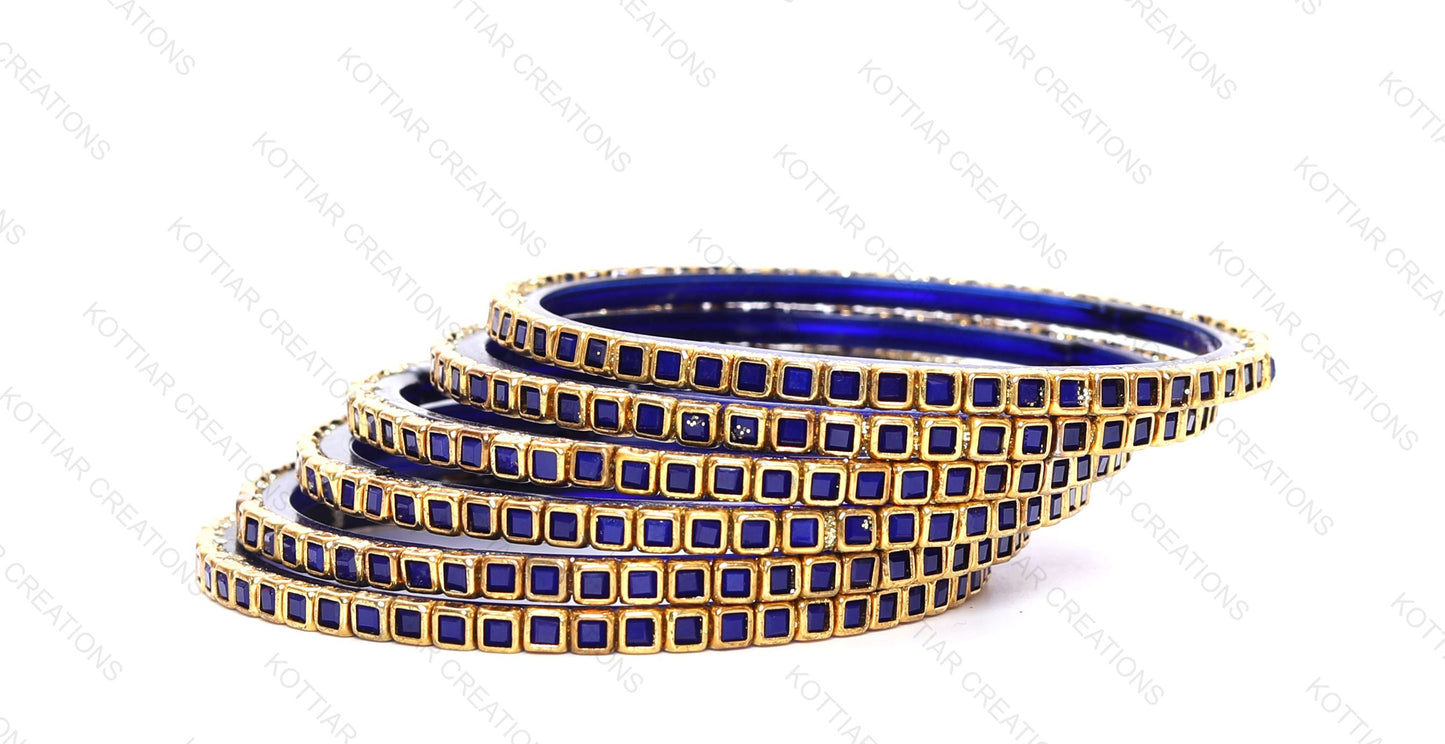 KOTTIAR CREATIONS ALL EYES ON YOUR HANDS Kundan Glass Bangle Set for Women – Perfect for Weddings, Festivals & Everyday Fashion (Pack of 12)