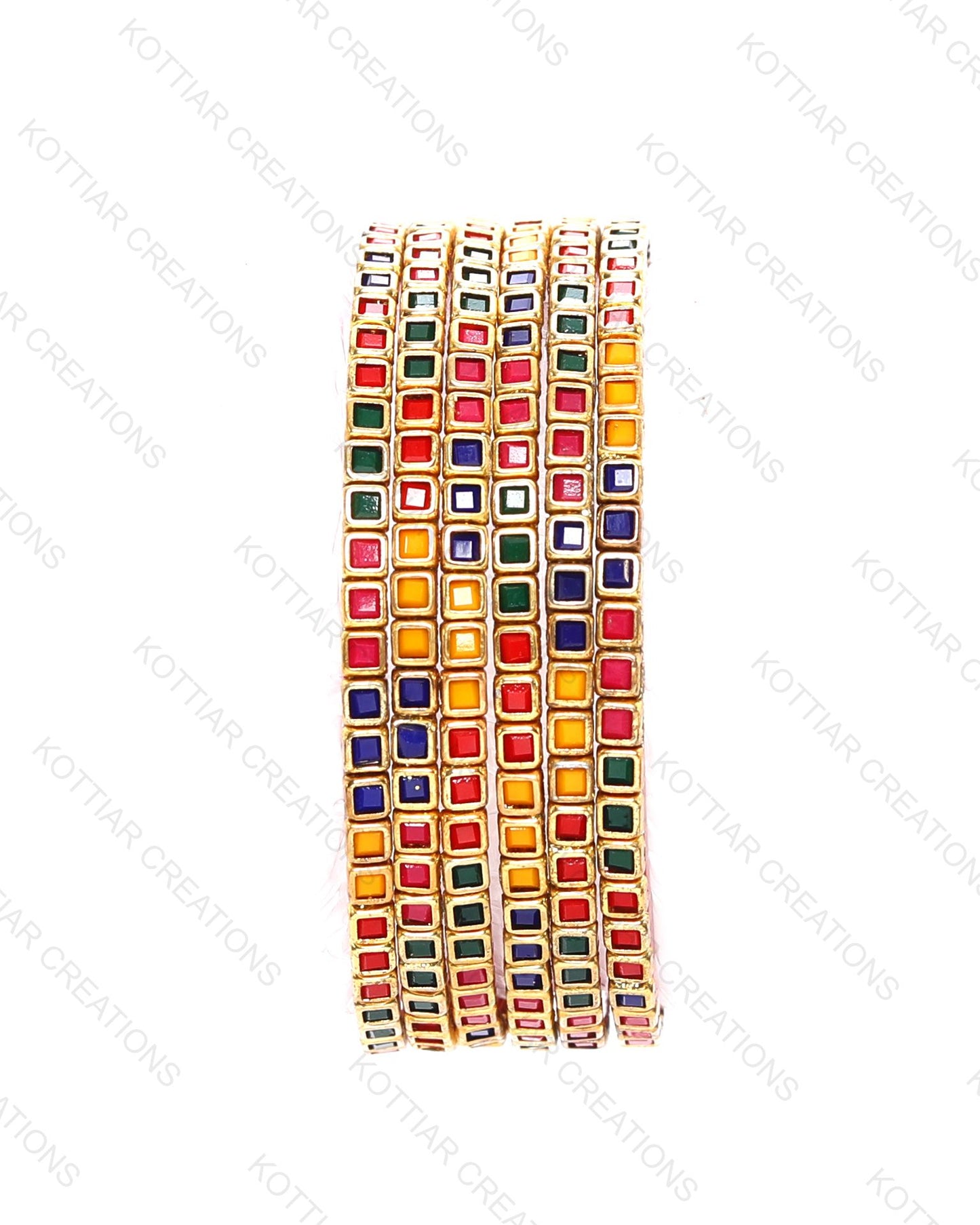 KOTTIAR CREATIONS ALL EYES ON YOUR HANDS Kundan Glass Bangle Set for Women – Perfect for Weddings, Festivals & Everyday Fashion (Pack of 12)