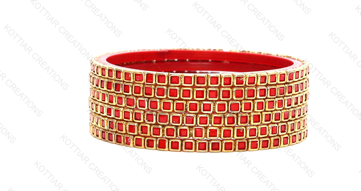 KOTTIAR CREATIONS ALL EYES ON YOUR HANDS Kundan Glass Bangle Set for Women – Perfect for Weddings, Festivals & Everyday Fashion (Pack of 12)