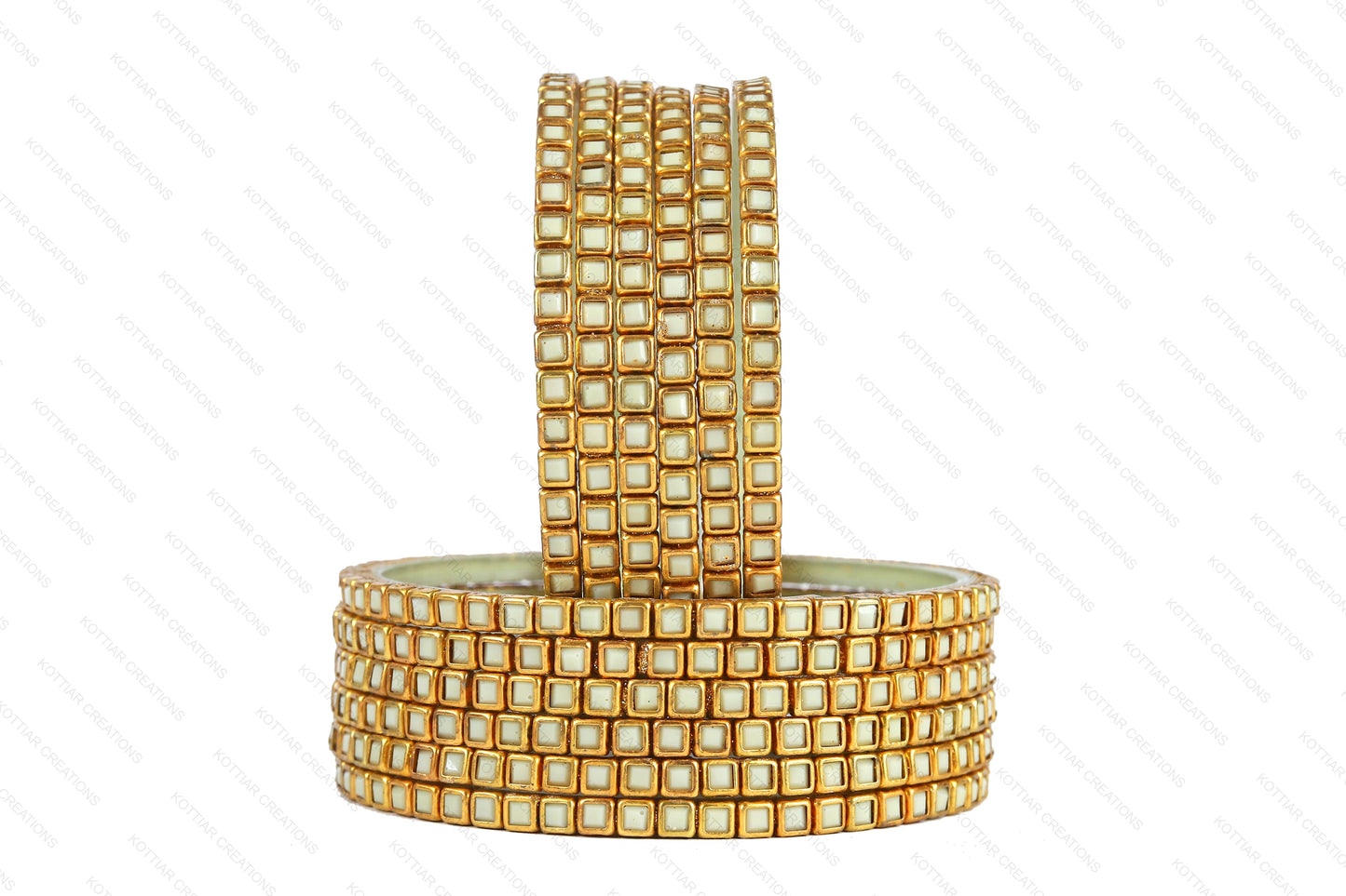 KOTTIAR CREATIONS ALL EYES ON YOUR HANDS Kundan Glass Bangle Set for Women – Perfect for Weddings, Festivals & Everyday Fashion (Pack of 12)