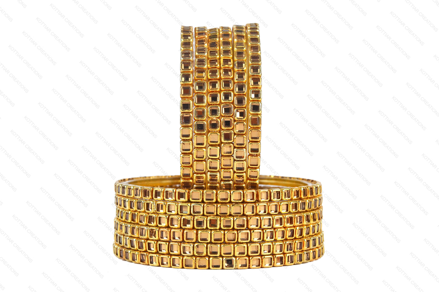 KOTTIAR CREATIONS ALL EYES ON YOUR HANDS Kundan Glass Bangle Set for Women – Perfect for Weddings, Festivals & Everyday Fashion (Pack of 12)