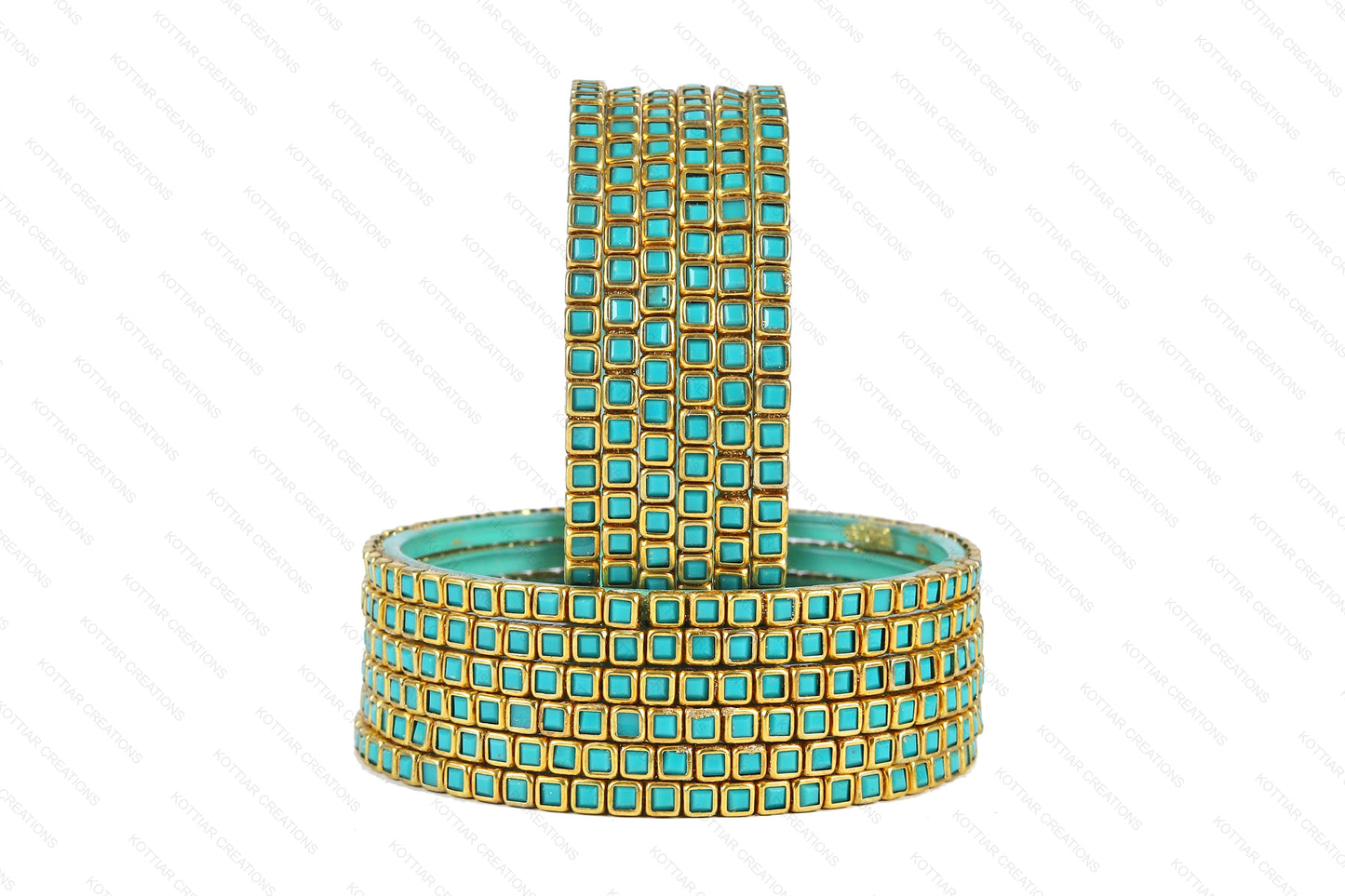 KOTTIAR CREATIONS ALL EYES ON YOUR HANDS Kundan Glass Bangle Set for Women – Perfect for Weddings, Festivals & Everyday Fashion (Pack of 12)