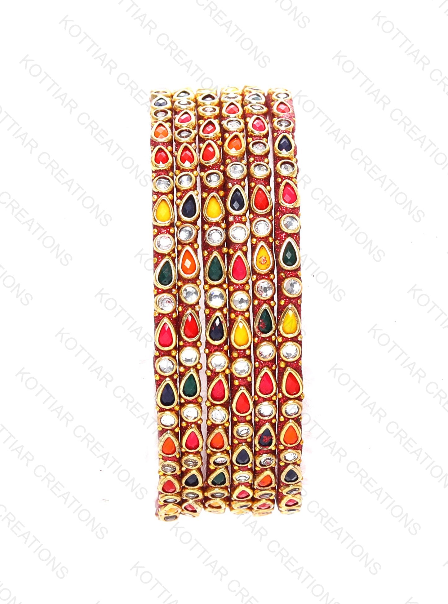 KOTTIAR CREATIONS ALL EYES ON YOUR HANDS Stones Studded Latest Fashion Jewellery Kundan Glossy Glass Bangles Set For Women & Girls (Pack of 12)
