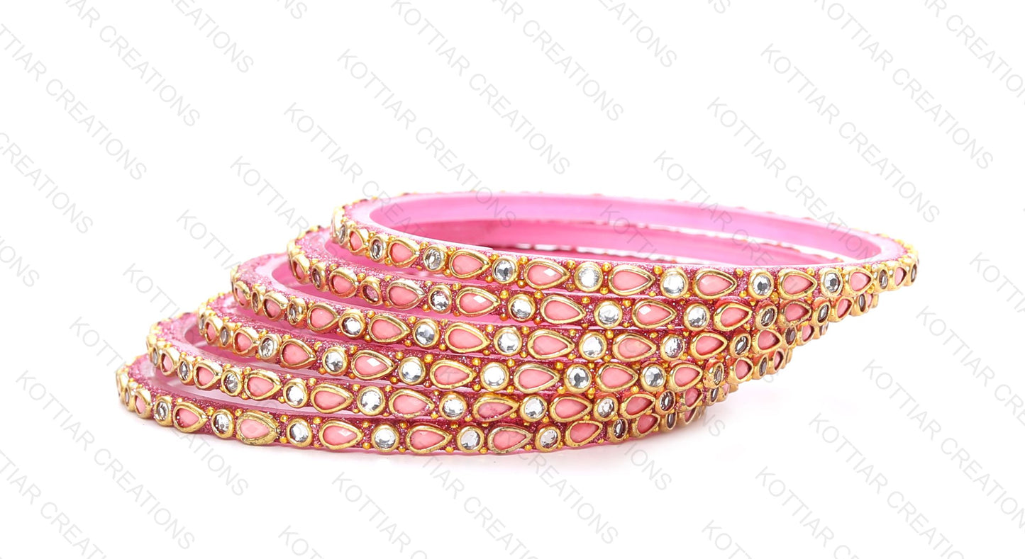 KOTTIAR CREATIONS ALL EYES ON YOUR HANDS Stones Studded Latest Fashion Jewellery Kundan Glossy Glass Bangles Set For Women & Girls (Pack of 12)