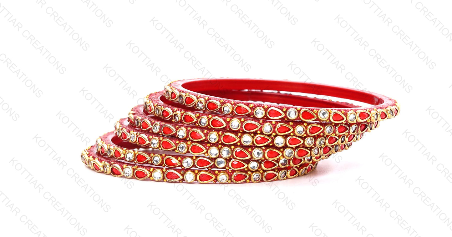 KOTTIAR CREATIONS ALL EYES ON YOUR HANDS Stones Studded Latest Fashion Jewellery Kundan Glossy Glass Bangles Set For Women & Girls (Pack of 12)
