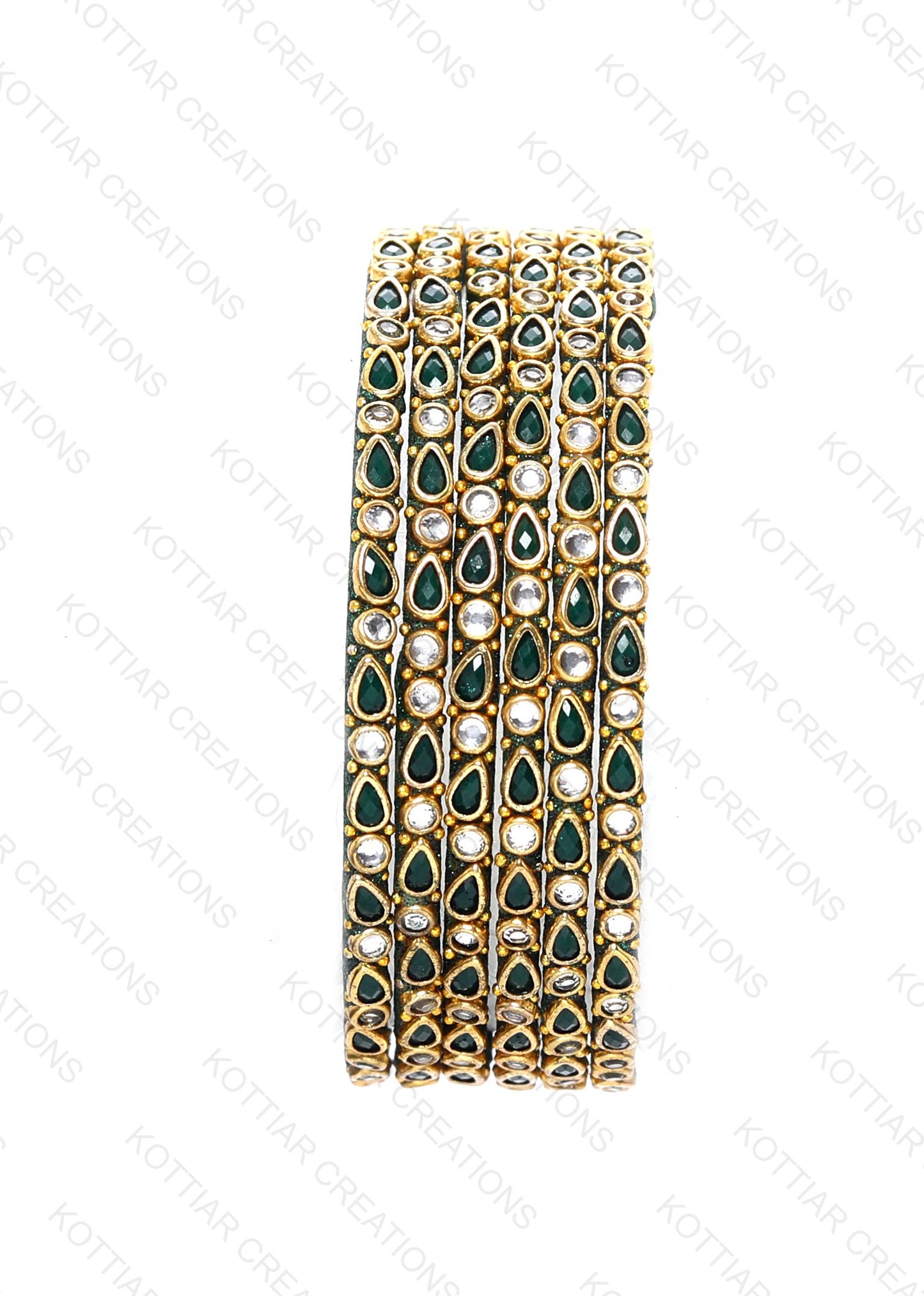 KOTTIAR CREATIONS ALL EYES ON YOUR HANDS Stones Studded Latest Fashion Jewellery Kundan Glossy Glass Bangles Set For Women & Girls (Pack of 12)