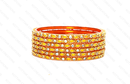 KOTTIAR CREATIONS ALL EYES ON YOUR HANDS Stones Studded Latest Fashion Jewellery Kundan Glossy Glass Bangles Set For Women & Girls (Pack of 12)